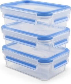 Tefal MasterSeal Fresh Vershoudbakjes - 3-delige Mealprep Set - 3x 0.55L - Blauw