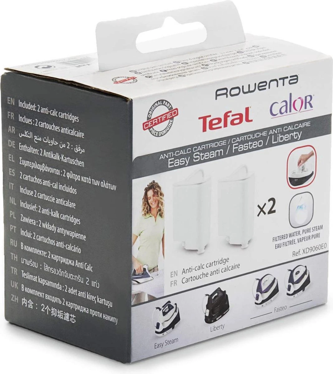 Tefal 2 Stuks Antikalk Cartridges - Waterfilter - Voor Easy Steam / Fasteo / Liberty - XD9060E0 5 Tefal 2 Stuks Antikalk Cartridges - Waterfilter - Voor Easy Steam / Fasteo / Liberty - XD9060E0 - Afbeelding 3